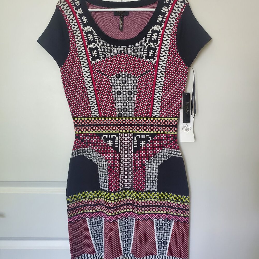 Small Laundry Sweater knit fitted geometric dress